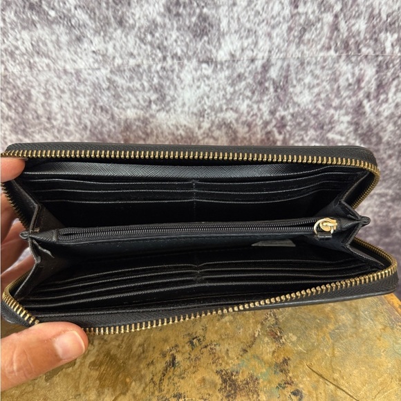 Classic FOSSIL Wallet Clutch Black Zip Around Long Wallet Clutch vintage Leather - Picture 4 of 11